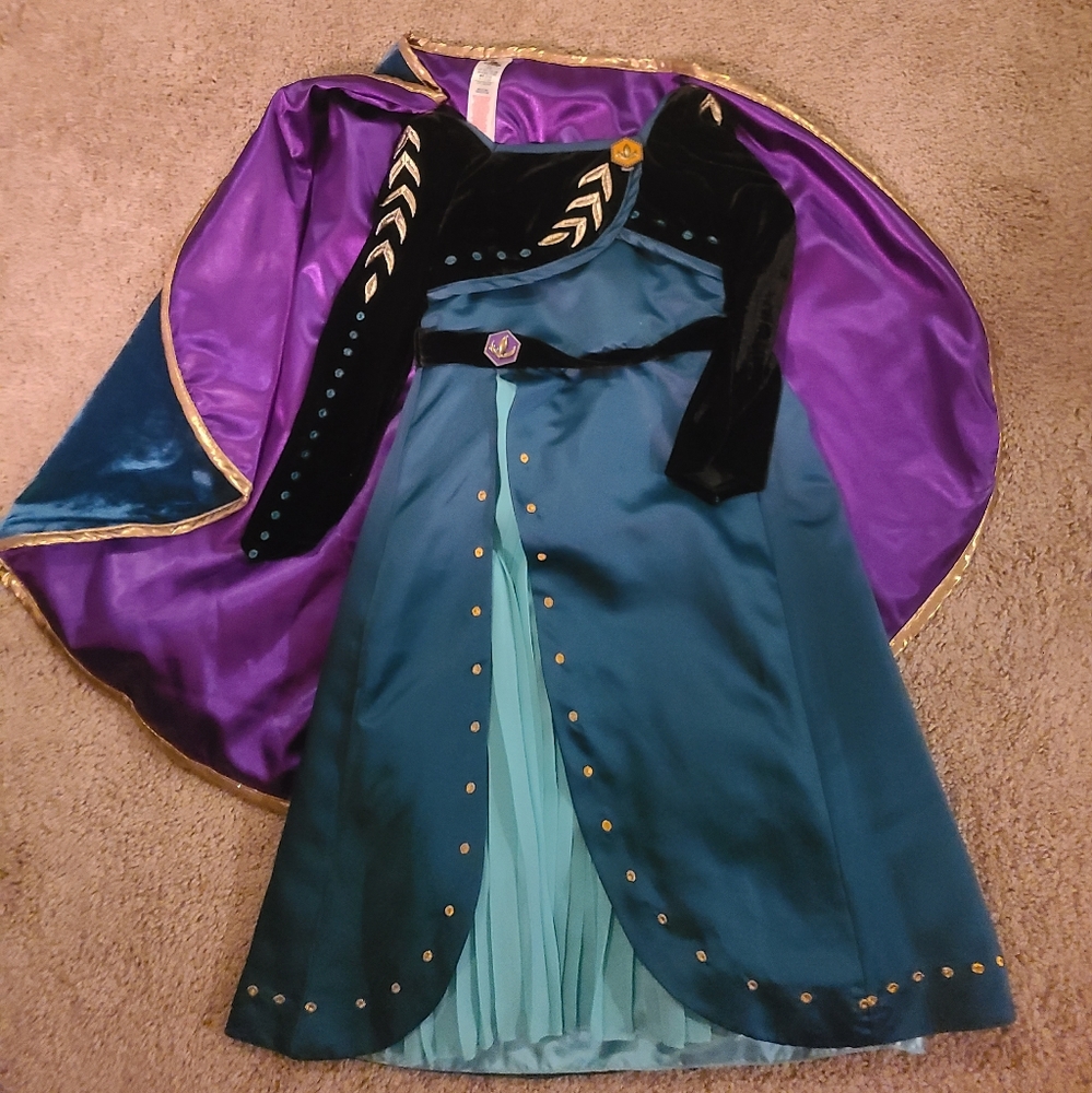 Disney Store Girls Frozen 2 Long Sleeve Dress Anna Costume Size 5/6 NEW.